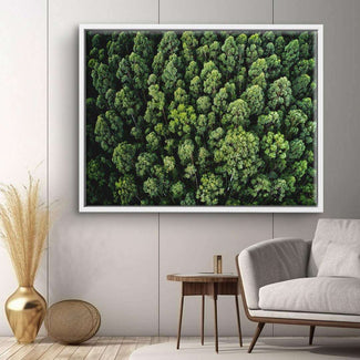 Luftaufnahme eines Waldes als Wandbild auf Leinwand, moderne Wohnzimmer-Deko, Naturmotiv