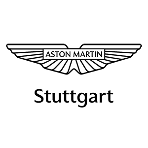 Schwarze Silhouette eines Sportwagens in stilisiertem, modernem Design auf weißem Hintergrund.