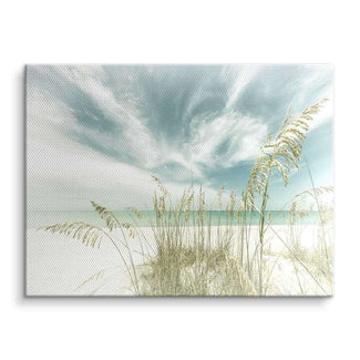 Wandbild Strand mit Dünen, Meer und Gräsern, ruhige Naturkulisse, moderne Kunst auf Leinwand