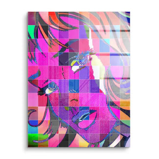 Modernes Pop Art Wandbild mit Mädchenporträt, bunte Acrylfarben, grafischer Stil