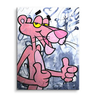 Pop Art Wandbild mit pinker Cartoon-Figur, Motivationsbild für moderne Wohnräume