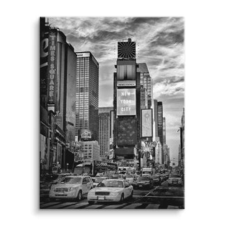 Schwarz-weiß Times Square Wandbild New York City Skyline mit Autos und Hochhäusern