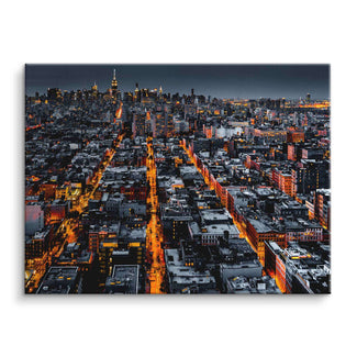 Leinwandbild New York Skyline bei Nacht mit leuchtenden Straßen und Hochhäusern
