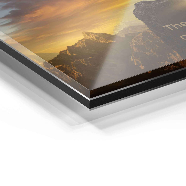 Detailansicht Acrylglas Wandbild mit Landschaftsmotiv und glänzender Oberfläche