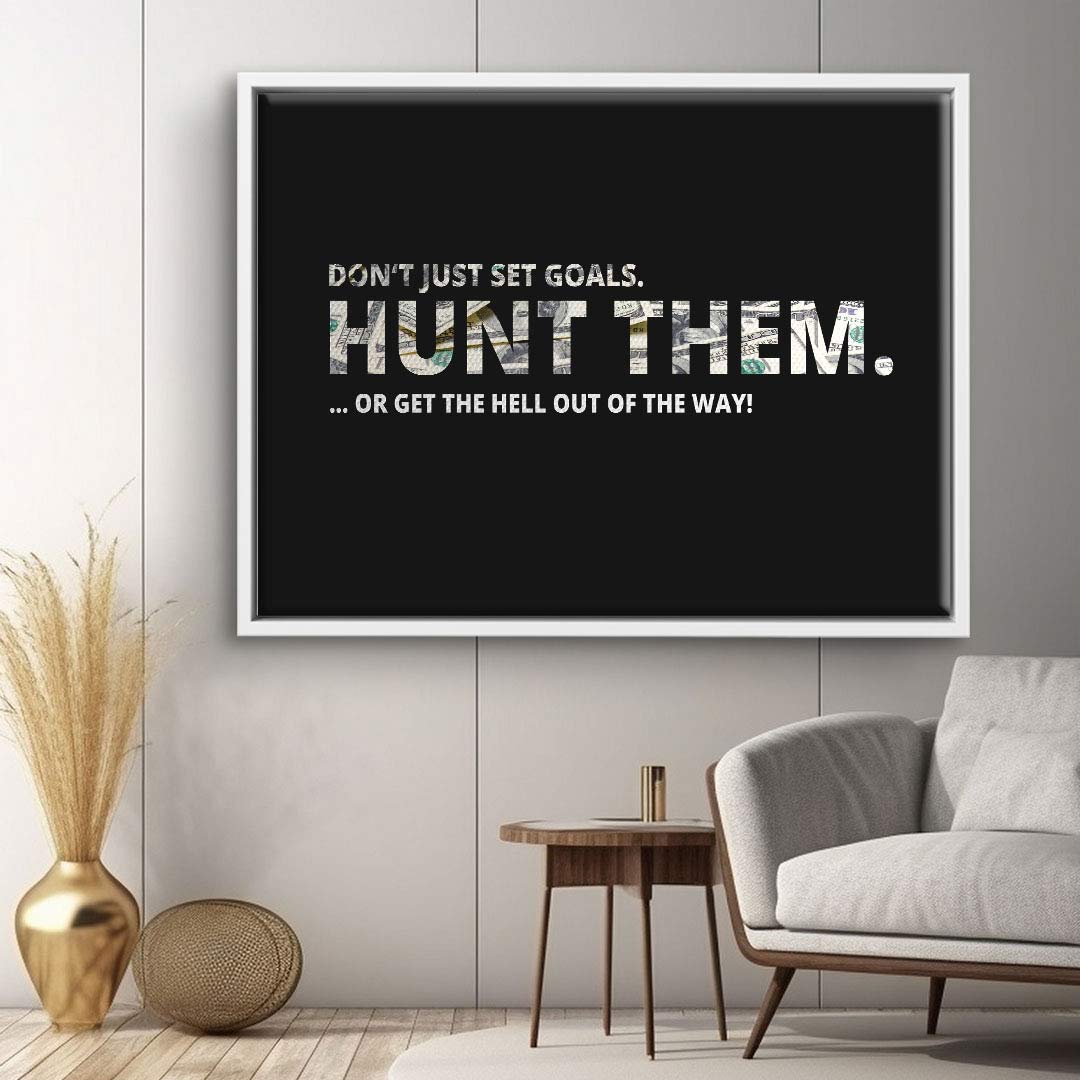 Modernes Motivations-Wandbild mit Quote auf schwarzer Leinwand, Wohnzimmer-Dekoration