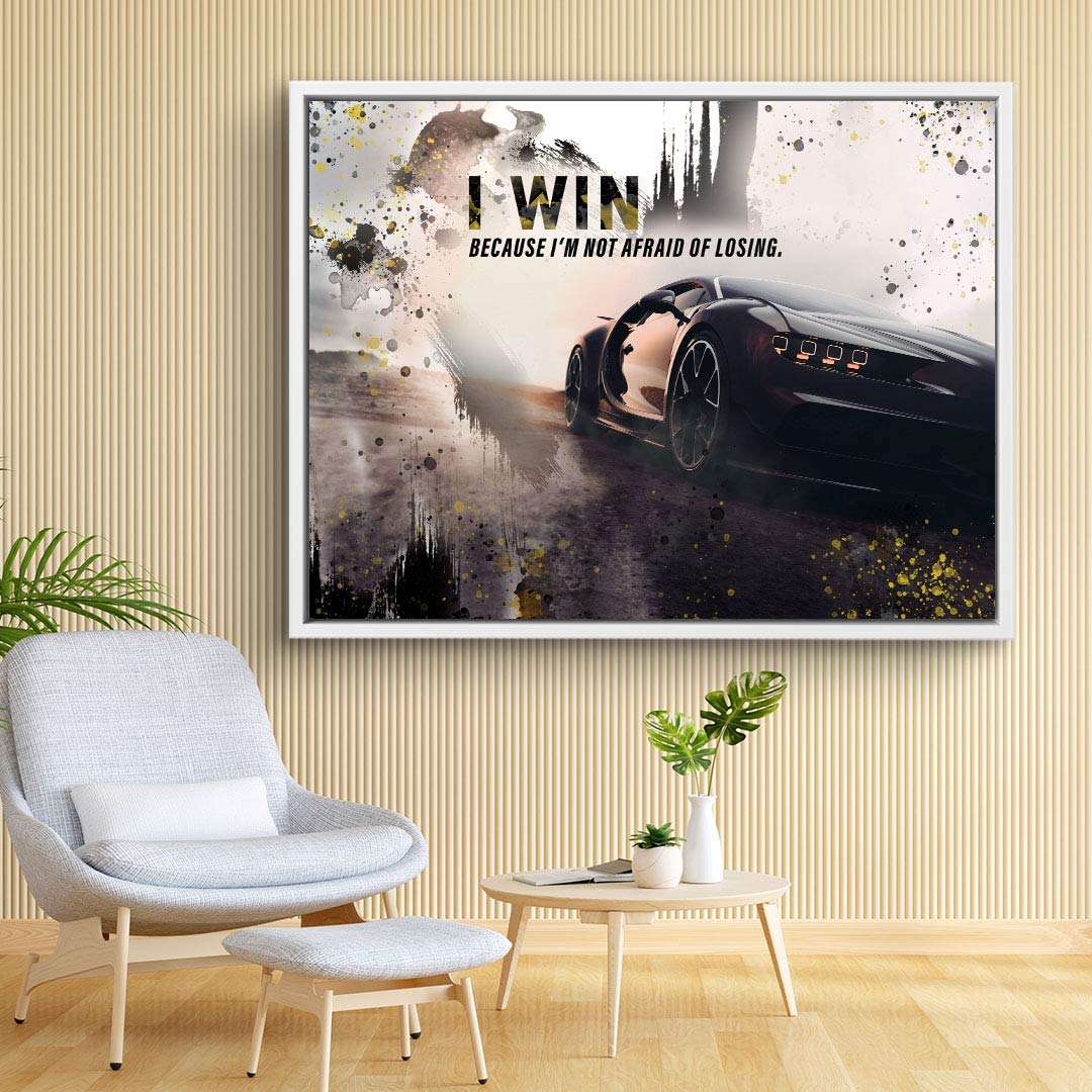 Modernes Wandbild mit Sportwagen und Motivationsspruch, Wohnzimmer-Dekoration, abstrakte Kunst