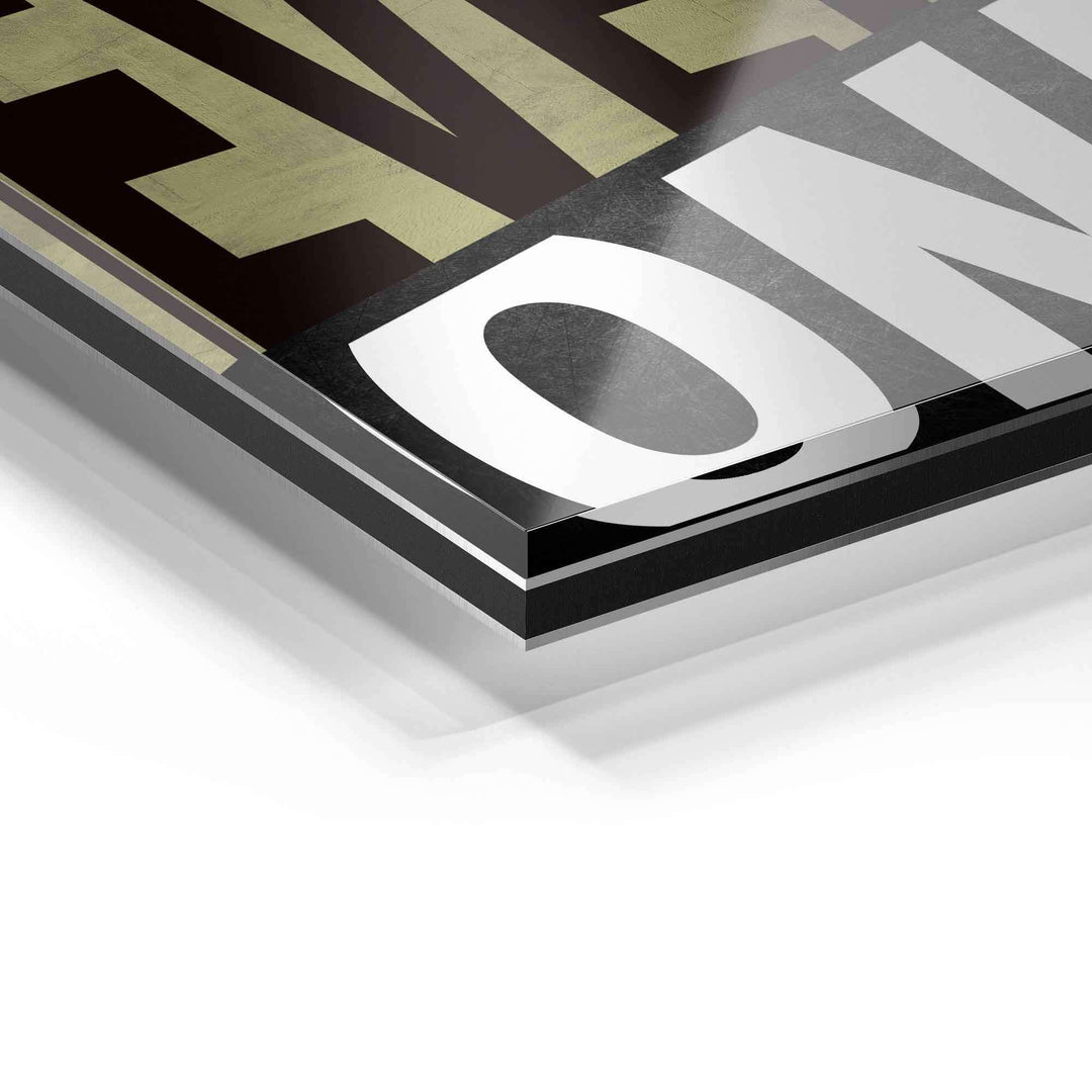 Detailaufnahme eines modernen Wandbilds auf Acrylglas mit reflektierender Oberfläche