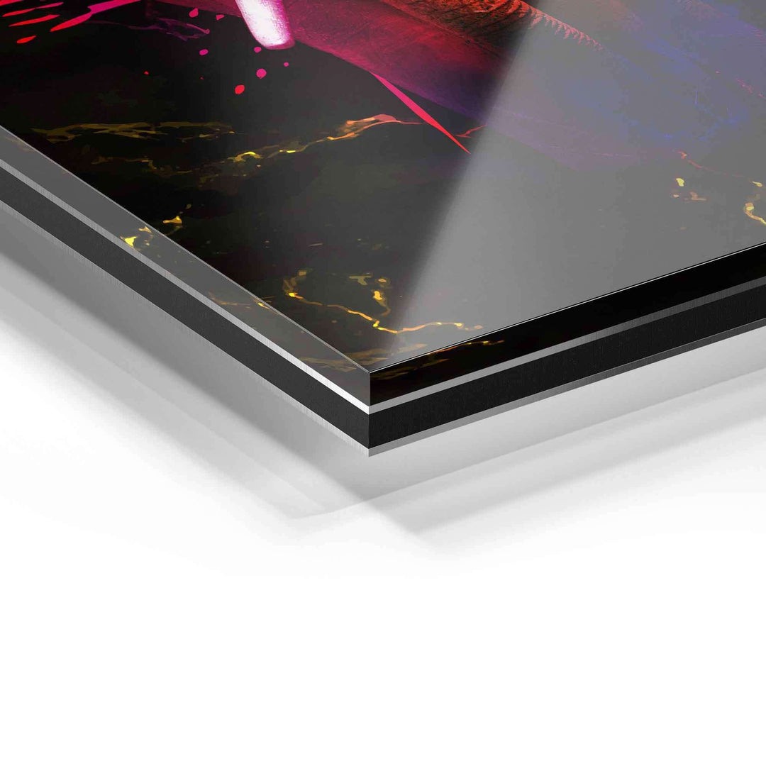 Detailaufnahme Acrylglas-Wandbild mit glänzender Oberfläche und abstraktem Kunstmotiv