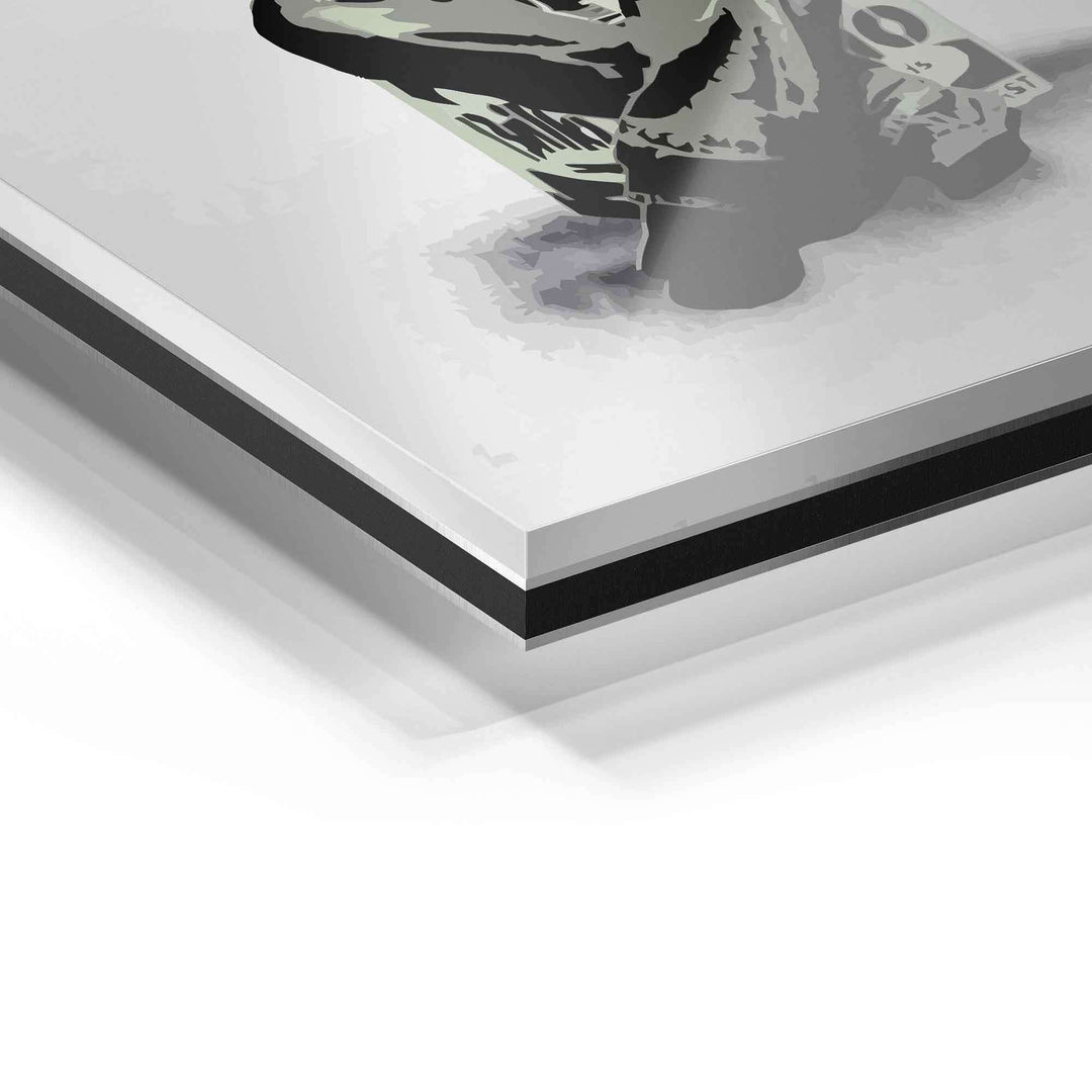 Detailansicht Acrylglas Wandbild mit moderner Illustration und glänzender Oberfläche