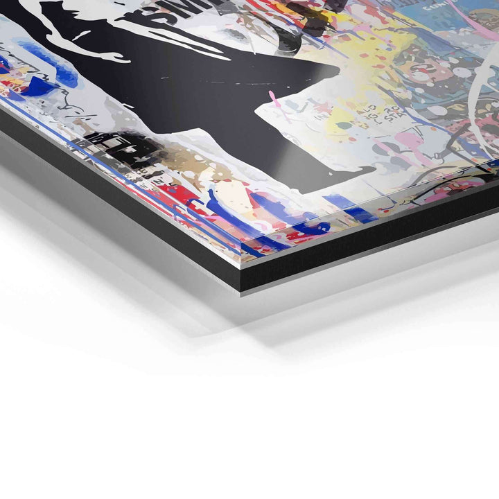 Detailansicht Acrylglas Wandbild mit bunter Pop Art und modernen Grafikelementen