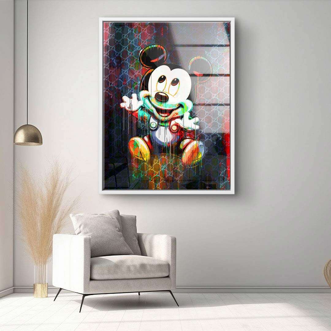 Modernes Pop Art Wandbild mit bunter Cartoon-Figur in stilvollem Wohnzimmer, Leinwandbild