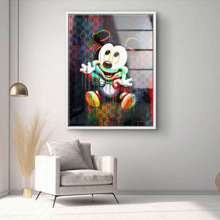 Modernes Pop Art Wandbild mit bunter Cartoon-Figur in stilvollem Wohnzimmer, Leinwandbild
