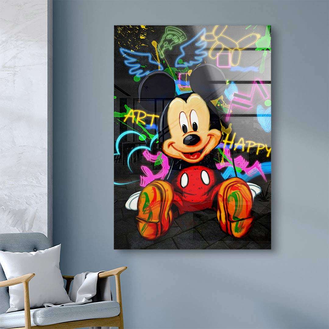 Modernes Wandbild mit Comic-Motiv, buntem Graffiti und Schriftzügen auf Leinwand