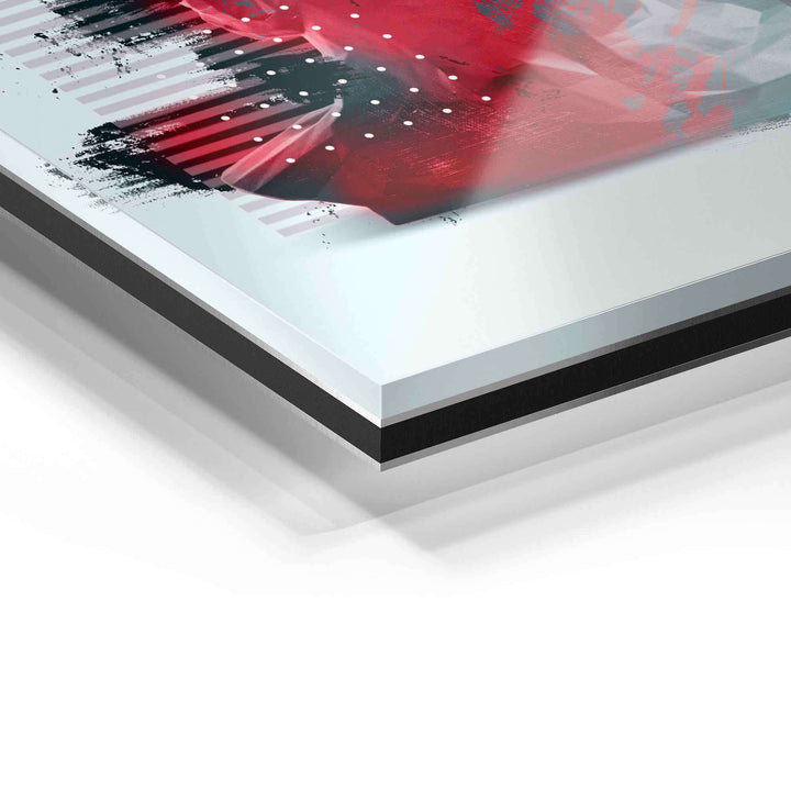 Detailaufnahme eines modernen Wandbilds auf Acrylglas mit abstraktem, farbigem Motiv
