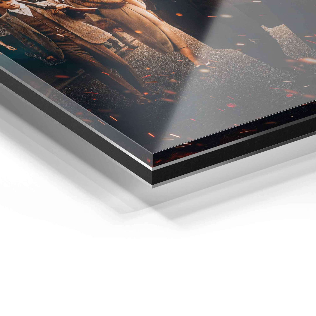 Detailansicht Acrylglas Wandbild mit scharfen Kanten und reflektierender Oberfläche