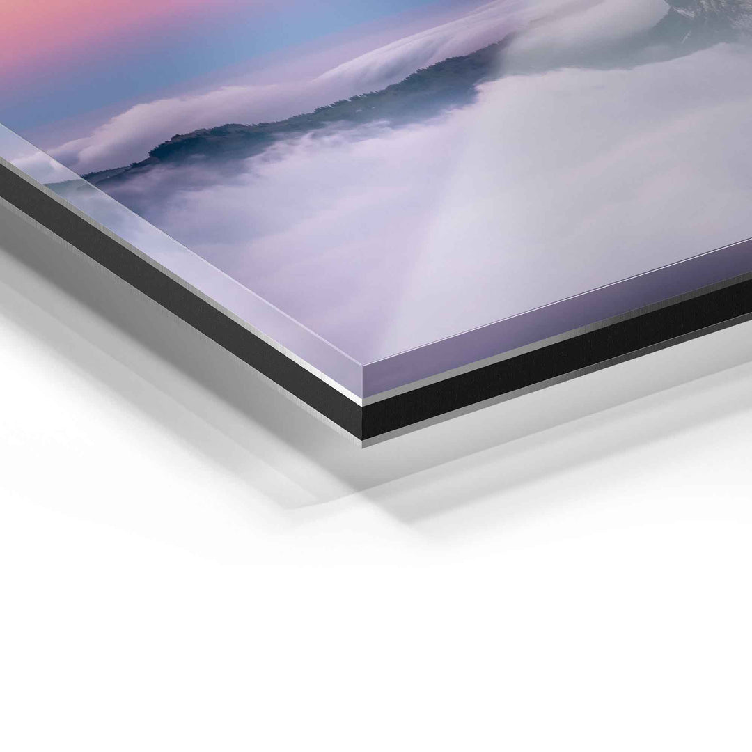 Detailaufnahme Acrylglas Wandbild mit Naturmotiv und moderner Galerie-Bond Optik