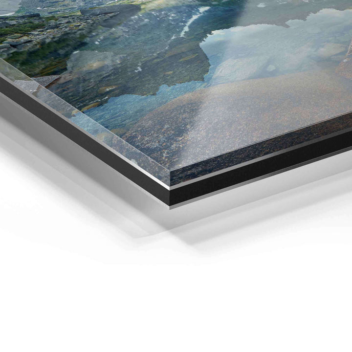 Detailfoto modernes Wandbild auf Acrylglas mit Naturmotiv und glänzender Oberfläche