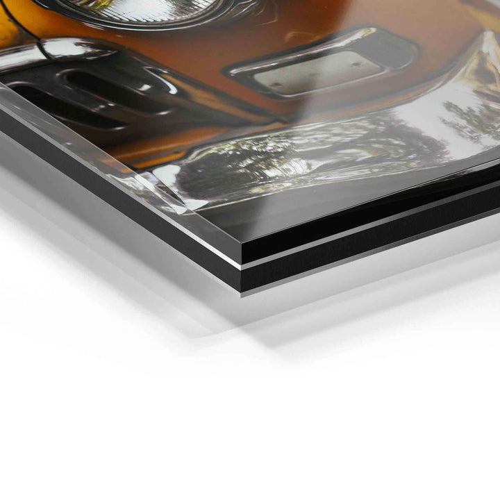 Detailansicht eines Wandbilds auf Acrylglas mit glänzender Oberfläche, Eckenansicht