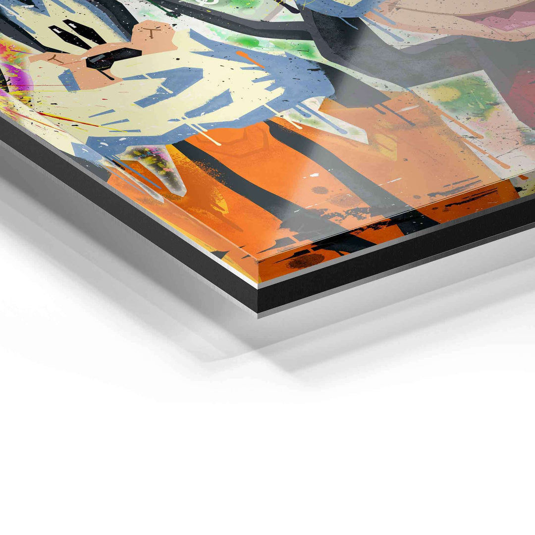 Detailaufnahme Acrylglas-Wandbild buntes Pop Art Comic-Motiv, moderne Kunstdrucke