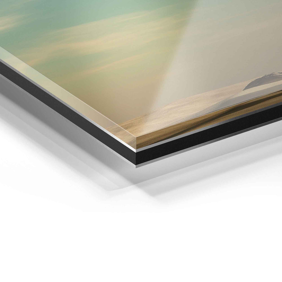 Detailansicht eines Wandbilds auf Acrylglas, moderne Kunstdruck-Oberfläche mit Glanzeffekt