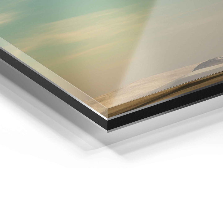 Detailansicht eines Wandbilds auf Acrylglas, moderne Kunstdruck-Oberfläche mit Glanzeffekt