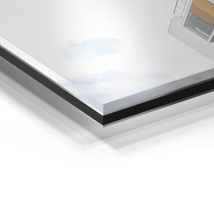 Detailaufnahme Acrylglas-Wandbild mit glänzender Oberfläche und moderner Galerie-Optik
