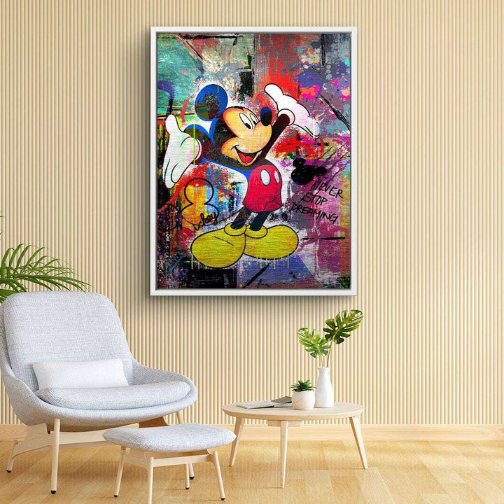 Pop Art Wandbild mit bunter Comicfigur, Graffiti-Stil, modernes Wohnzimmerdekor