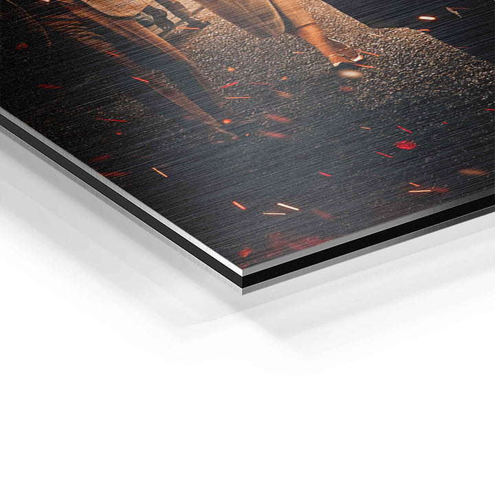 Detailansicht eines Wandbilds auf Aluminium mit Fotodruck, strukturierte Oberfläche, Nahaufnahme