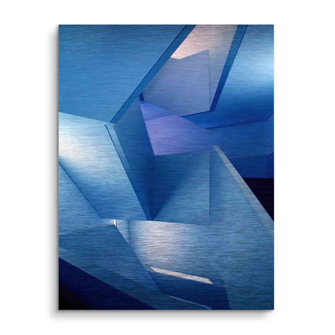 Abstraktes Wandbild mit blauen geometrischen Formen und moderner Struktur, Kunstbild