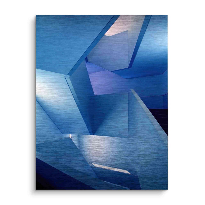 Abstraktes Wandbild mit blauen geometrischen Formen und moderner Struktur, Kunstbild