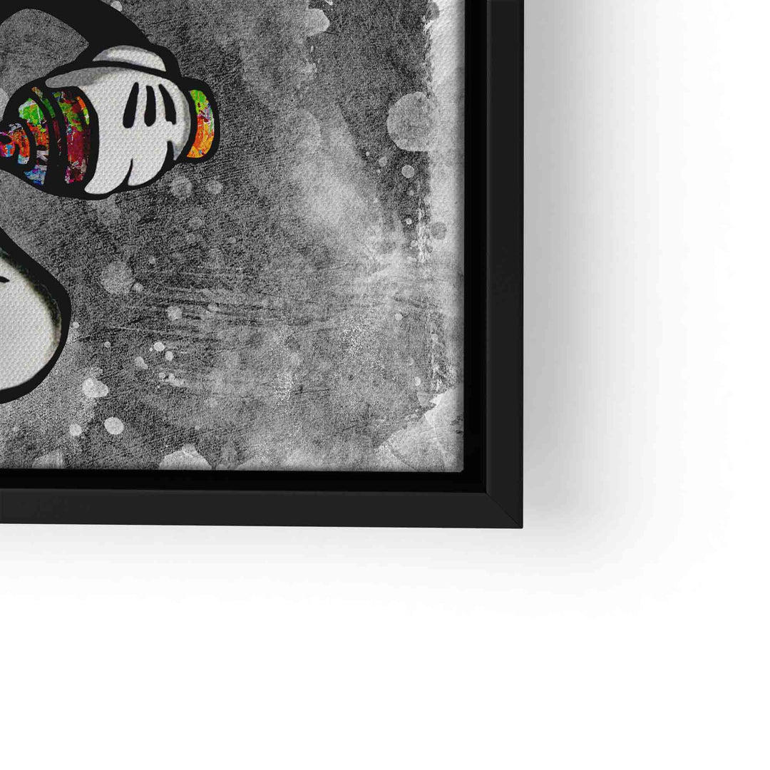 Pop Art Wandbild mit Comic-Hand in Schwarzweiß und bunter Sprühdose, moderner Look