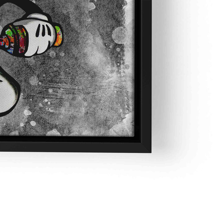 Pop Art Wandbild mit Comic-Hand in Schwarzweiß und bunter Sprühdose, moderner Look