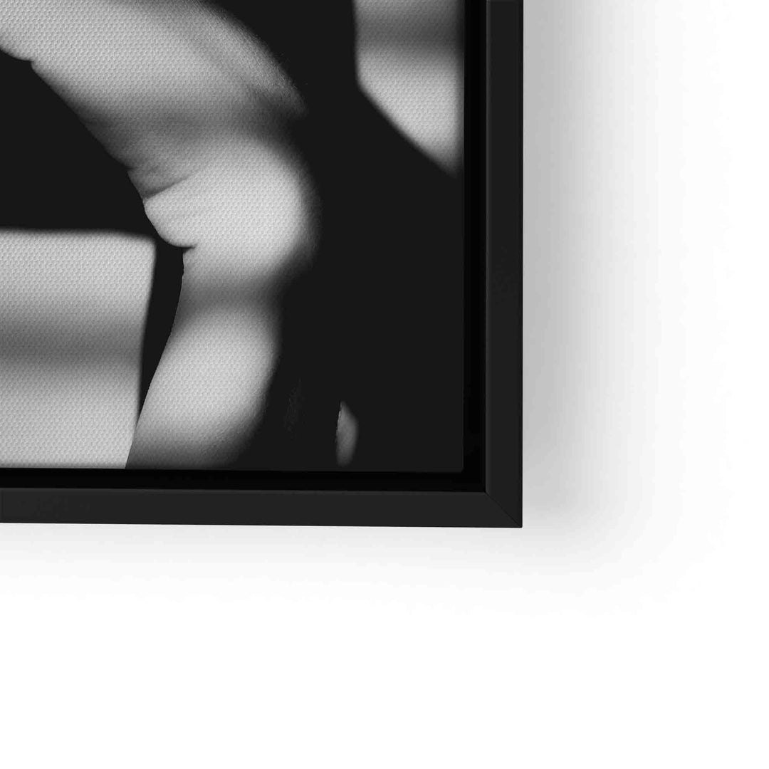 Schwarz-weißes Portrait als gerahmtes XXL Wandbild, modernes abstraktes Kunstmotiv