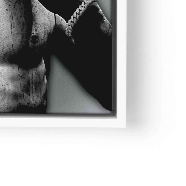 Modernes Wandbild Statue mit Kette, schwarz-weiß, künstlerisches Dekor
