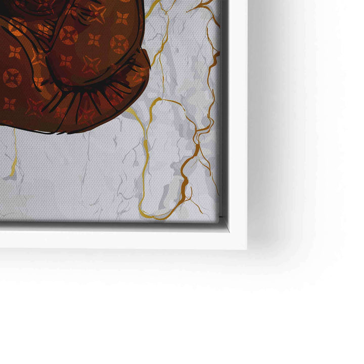 Boxhandschuh Kunstbild auf Marmor-Hintergrund mit goldenen Akzenten, Motivationswandbild