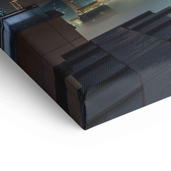 Detailansicht Leinwandbild Dubai Skyline, moderne Wandkunst, hochwertige Struktur