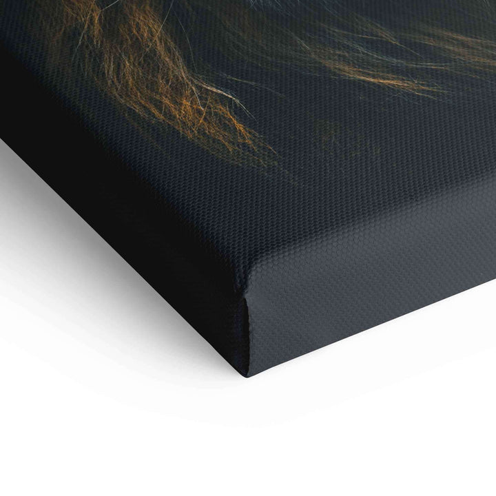 Detailansicht einer Leinwand mit Löwenmotiv, Wandbild Tierkunst, strukturierte Oberfläche