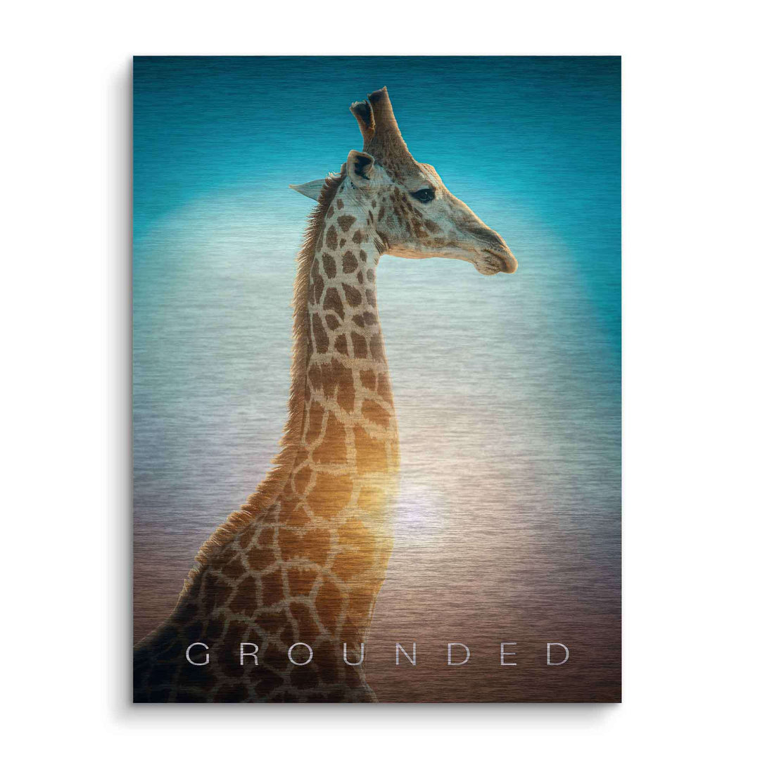 Motivationsbild mit Giraffe, Sonnenlicht und modernem Hintergrund, Wandbild Deko