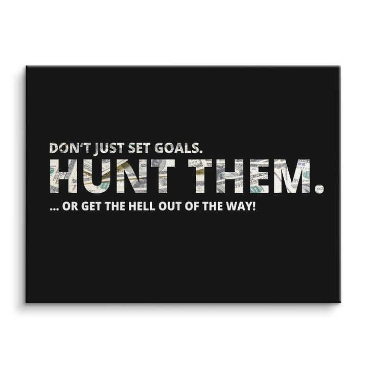 Motivationsbild auf Leinwand, Text mit Geldschein-Muster, schwarzer Hintergrund
