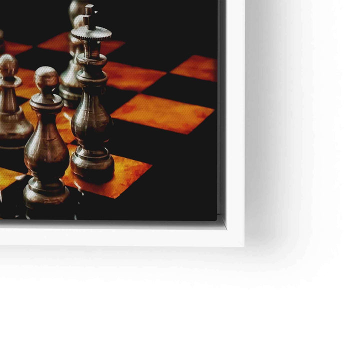 Motivationsbild mit Schachfiguren auf Schachbrett, modernes Wandbild, Kunstwerk