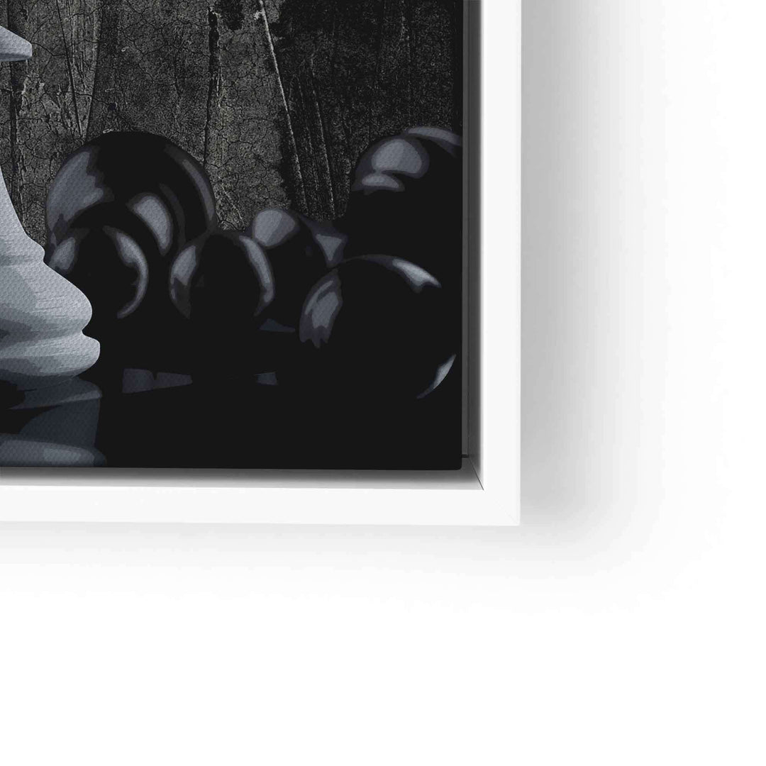Schachfigur König vor dunklem Hintergrund als modernes Wandbild, Motivationsbild Kunst