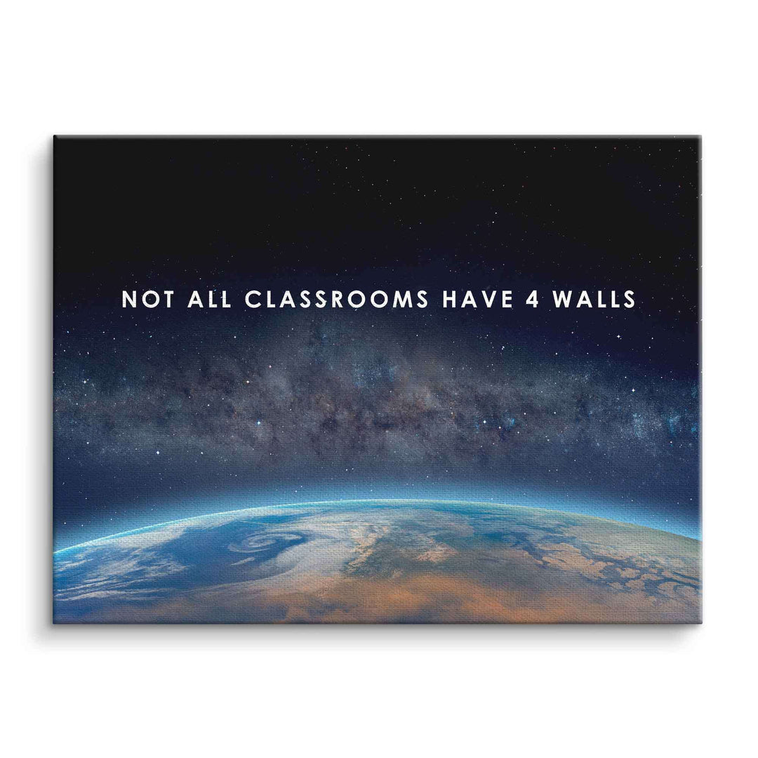 Motivationsbild Erde aus dem All mit Zitat, Weltall Leinwand für Wanddekoration