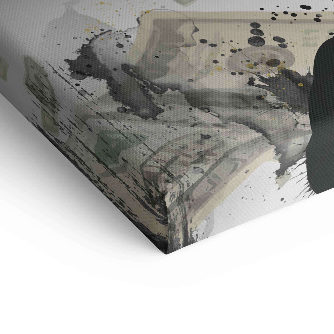 Detailansicht Leinwandbild mit abstrakten Motivationsmotiven und Aquarell-Effekten