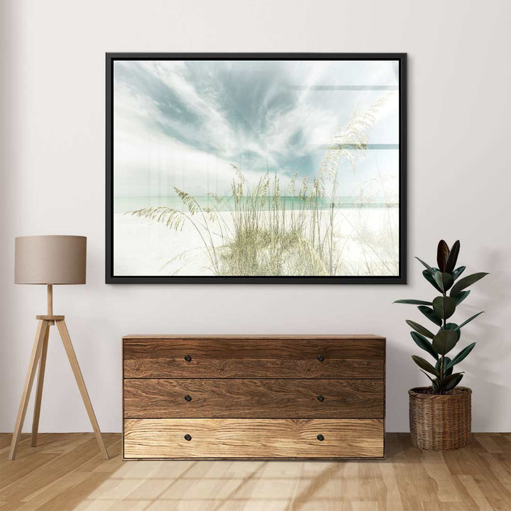 Wandbild mit Dünen, Strand und Himmel in modernem Wohnzimmer, Natur Leinwand Kunst