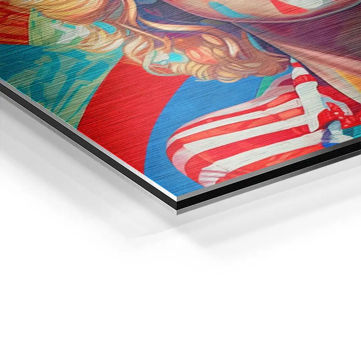 Detailaufnahme buntes Wandbild Pop Art Motiv auf Aluminium, amerikanischer Stil