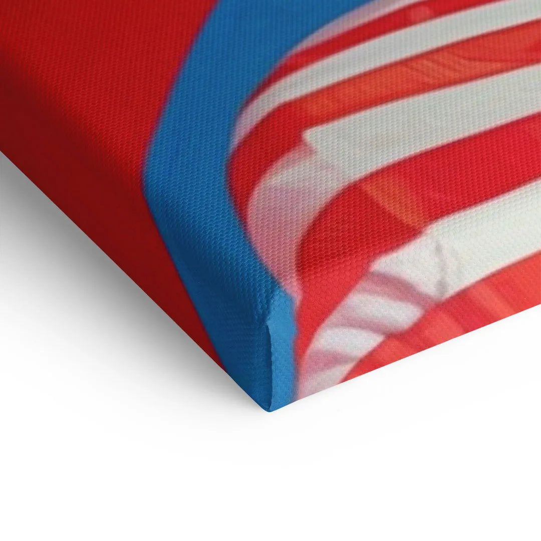 Detailansicht Leinwandbild mit amerikanischem Pop Art Motiv, rote und blaue Farben
