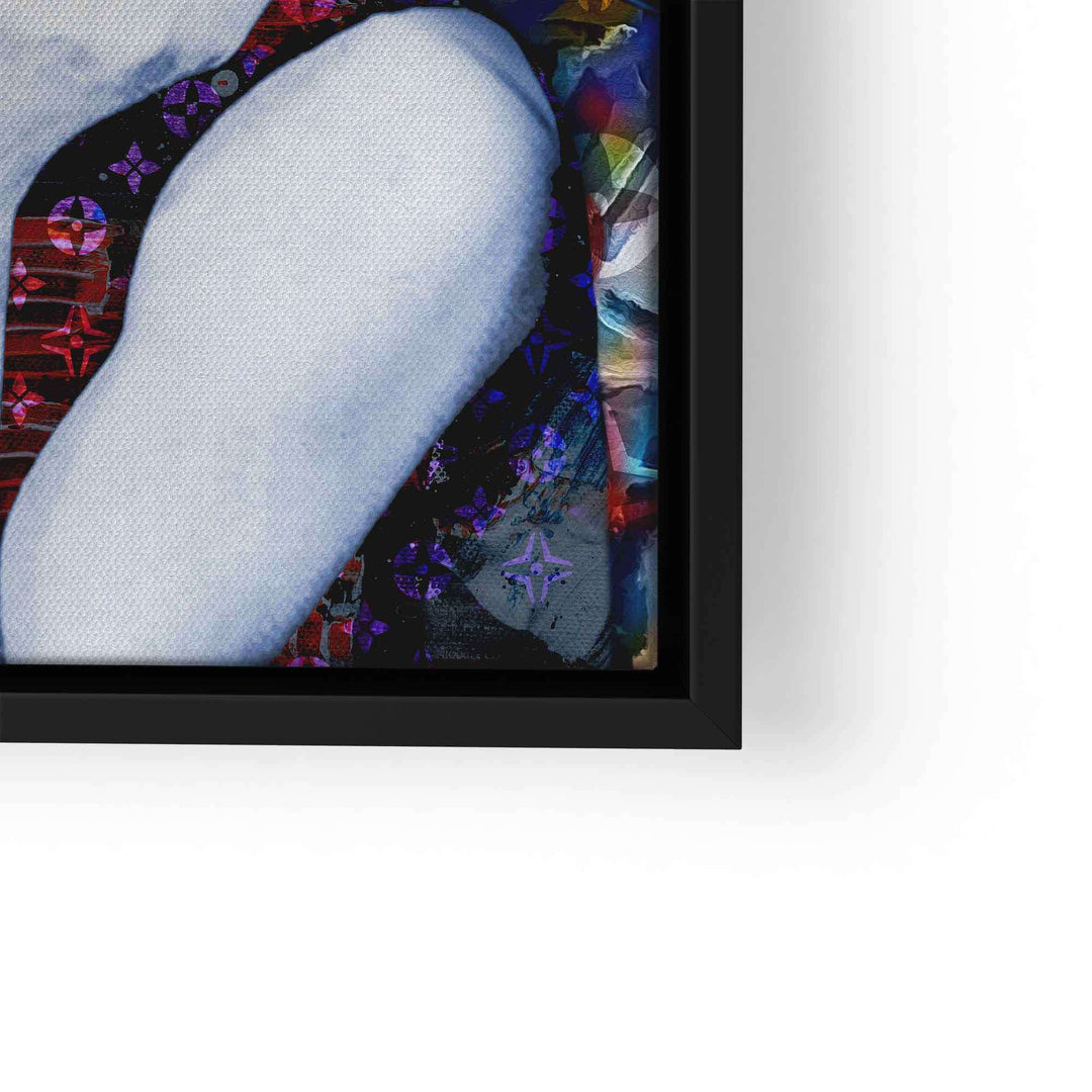 Modernes Wandbild mit bunt abstraktem Pop Art Muster, Ausschnitt mit Rahmen