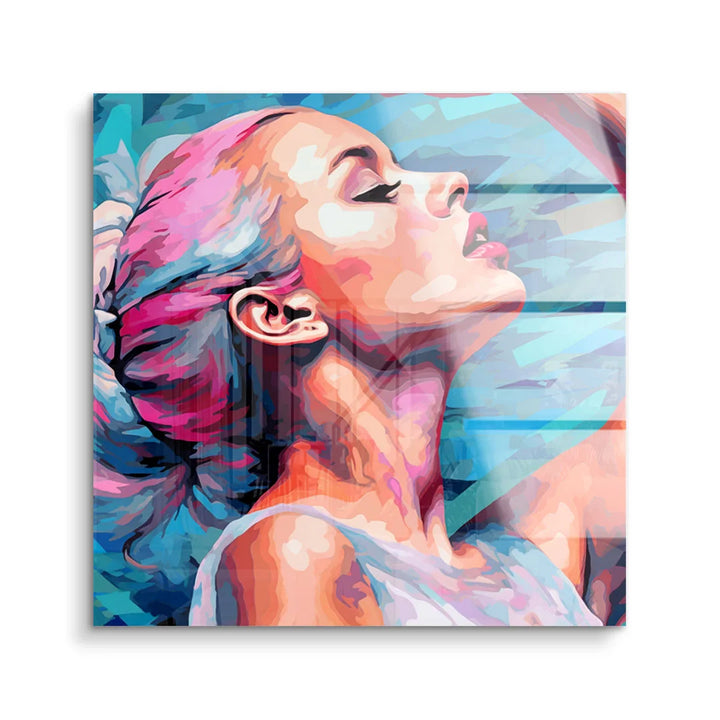 Modernes Acryl Wandbild Ballerina Portrait mit bunten Farben, künstlerisch abstrakt