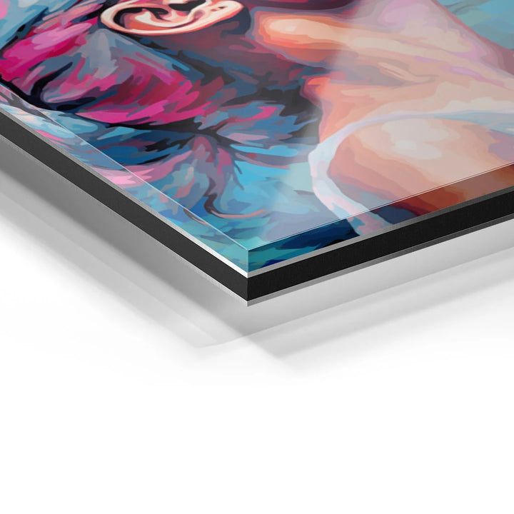 Detailaufnahme Wandbild Ballerina auf Acrylglas mit bunten Farben, moderne Kunst