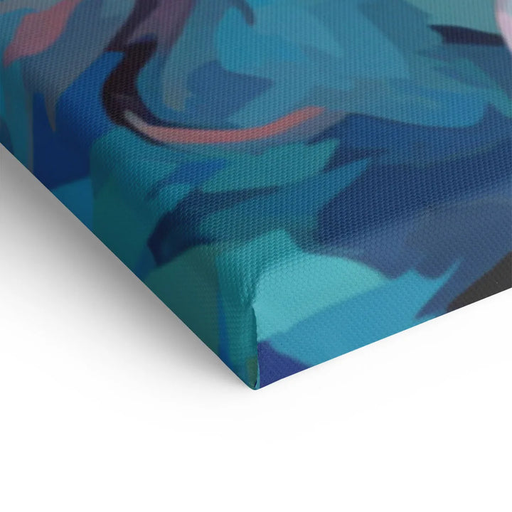 Detailaufnahme Wandbild Ballerina auf Leinwand, abstrakte blaue Kunst